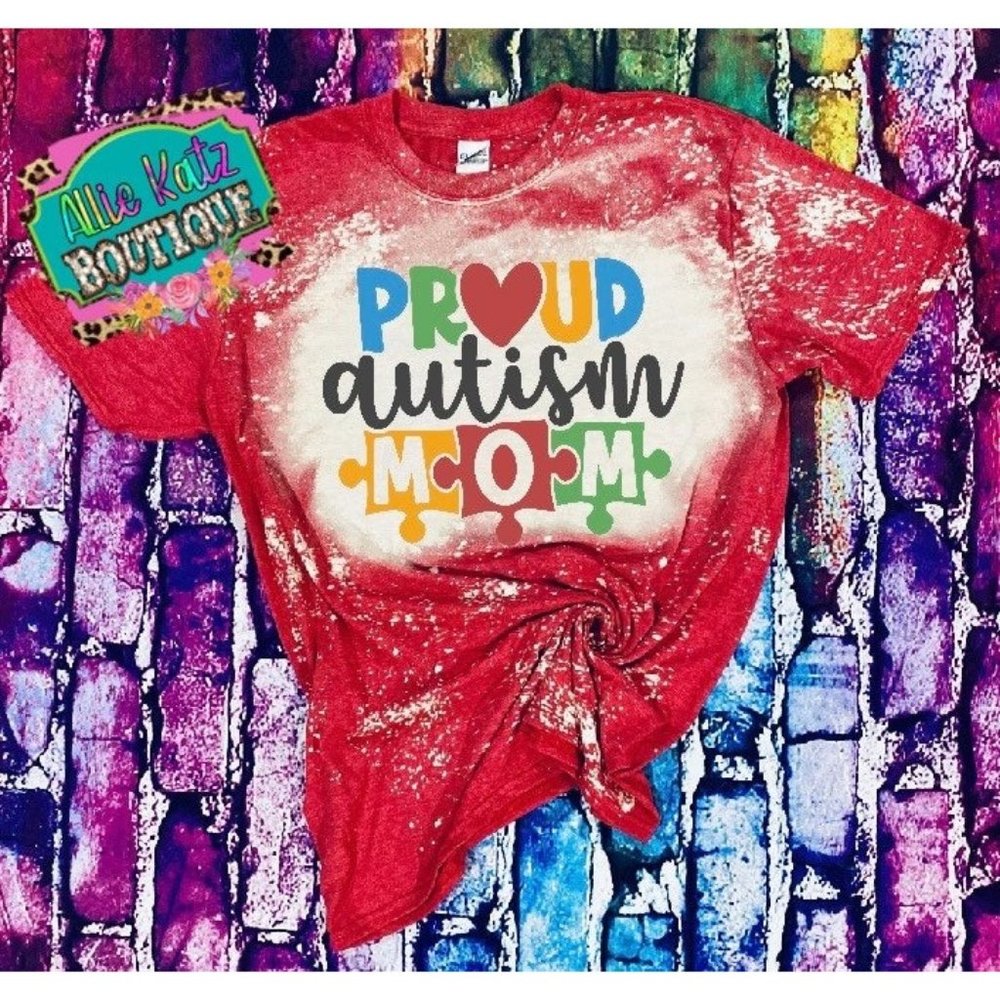 Proud autism mom bleached T-shirt/ autism awareness tee/ bleached shirt
